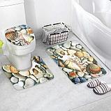Набор ковриков для ванны и туалета Доляна «Ракушки», 3 шт: 36×43, 37×45, 45×73 см, фото 2