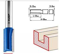 Фреза пазовая прямая, D= 12мм, рабочая длина-25мм, хв.-8 мм, ЗУБР Профессионал