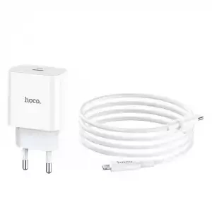 Сетевое зарядное устройство HOCO C76A Plus Белый (iOS Lightning, USB PD20W, 3000mA) - фото 1 - id-p162633672