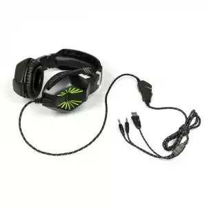Мониторные наушники с микрофоном Dialog HGK-28L Gan-Kata (черно-зеленые, подсветка) - фото 3 - id-p162636133