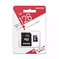 Карта памяти microSD 128 GB SmartBuy Class 10 UHS-1 (с адаптером SD)