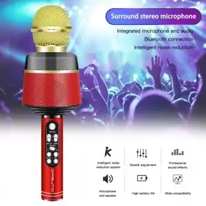Микрофон Орбита OT-ERM10 Красный RGB (Bluetooth, динамики, USB) - фото 1 - id-p162634458