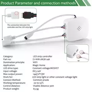 Огонек OG-LDL26 LED контроллер (Wi-Fi, 2*RGB,пульт) - фото 5 - id-p162636568
