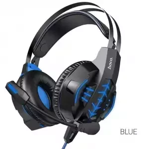 Мониторные наушники с микрофоном HOCO W102 Синие (3.5 мм/USB) - фото 1 - id-p162634870