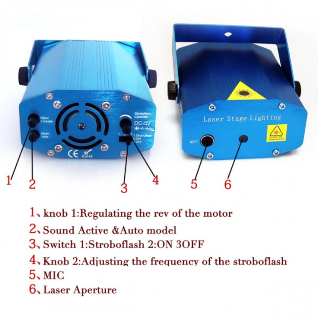 Лазерный проектор Mini Laser Stage Lighting KH-2379 - фото 6 - id-p162666372