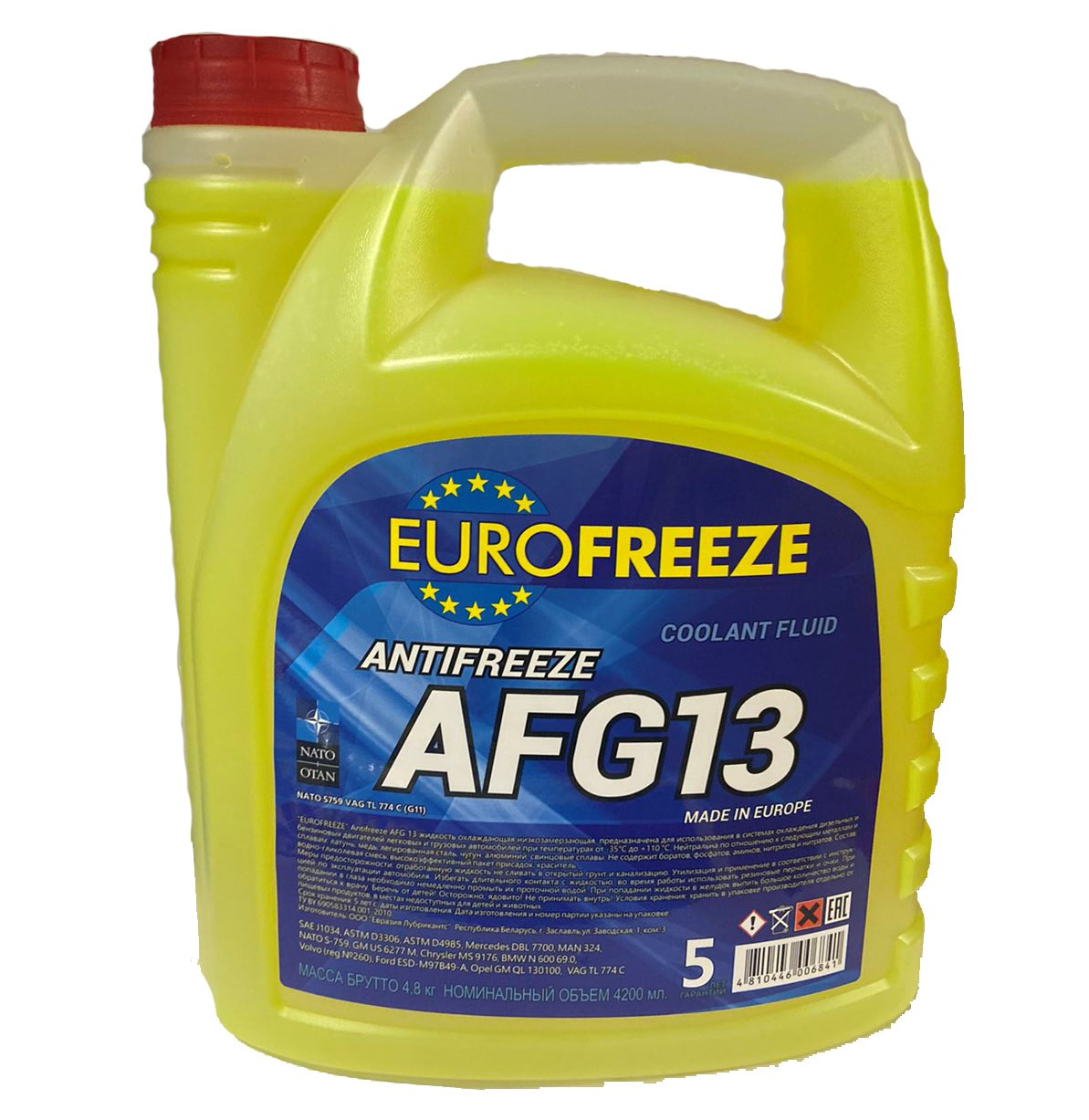 Антифриз EUROFREEZE AFG 13 -35C  желтый 4,2л