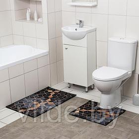Набор ковриков для ванны и туалета Доляна «Бурлеск», 2 шт: 50×80, 40×50 см