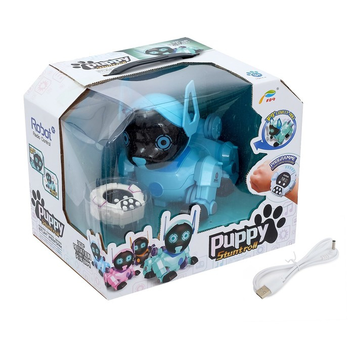 Робот-собака «Паппи», радиоуправляемый, световые и звуковые эффекты, работает от аккумулятора, цвет голубой - фото 6 - id-p162755307