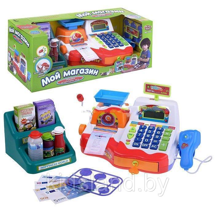 Детская касса Мой магазин 7256 Joy Toy с калькулятором, сканером, чеком, продуктами, со светом и звуком - фото 2 - id-p162784033