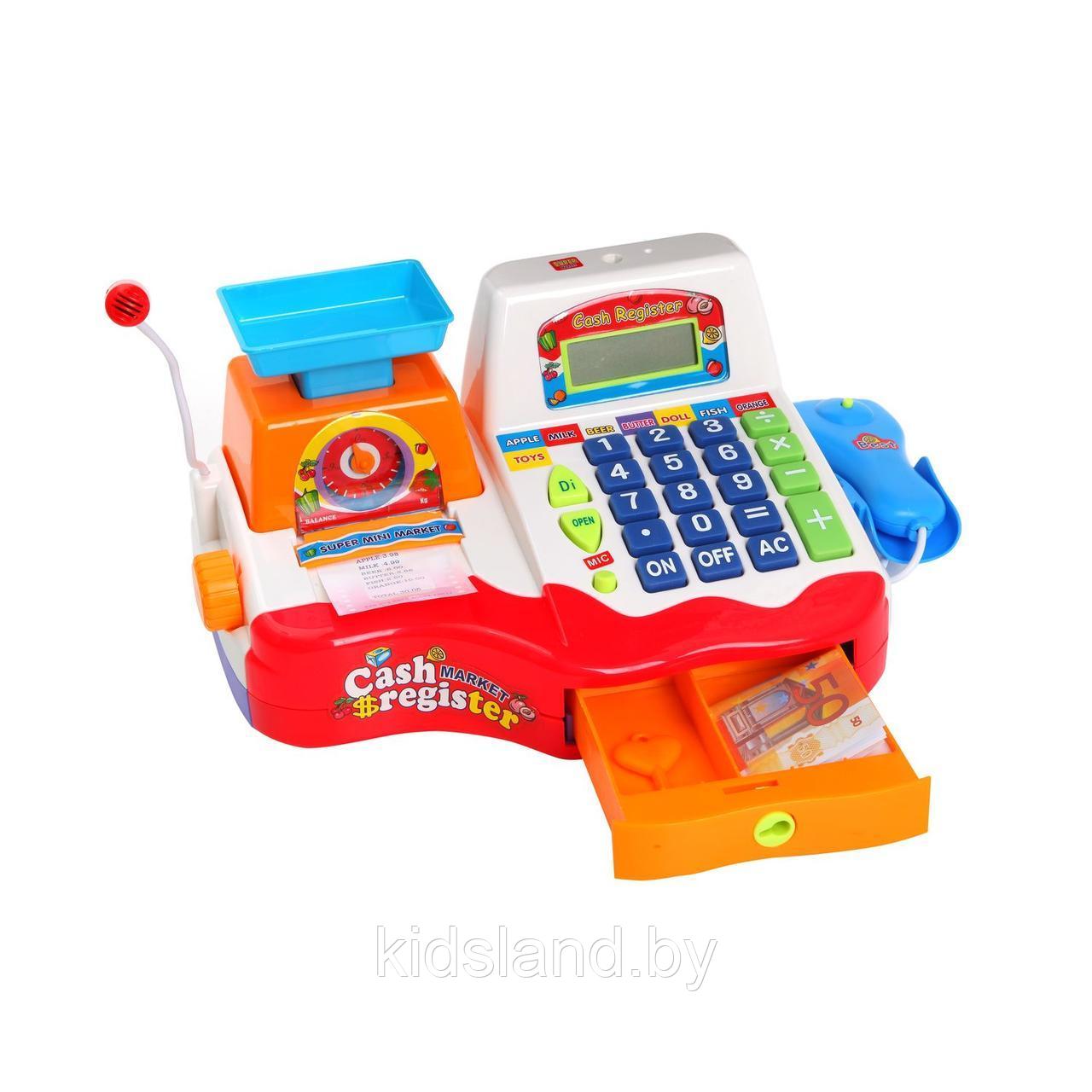 Детская касса Мой магазин 7256 Joy Toy с калькулятором, сканером, чеком, продуктами, со светом и звуком - фото 4 - id-p162784033