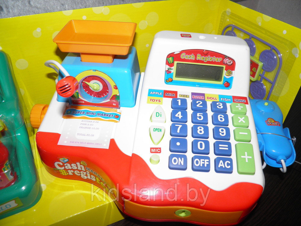 Детская касса Мой магазин 7256 Joy Toy с калькулятором, сканером, чеком, продуктами, со светом и звуком - фото 5 - id-p162784033