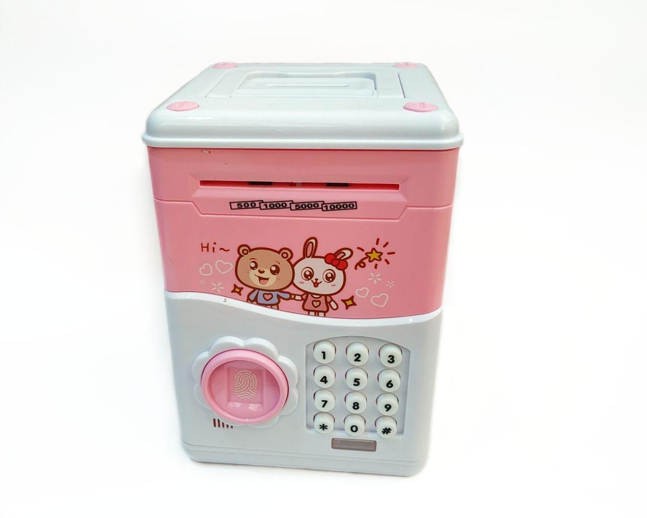 Электронная игрушка Копилка "Сейф" с купюра приёмником и с кодовым замком розовая - фото 3 - id-p161191205