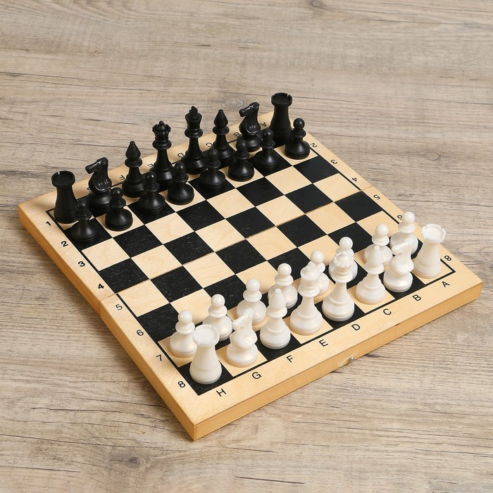 Настольная игра 2в1 "Лучший": шахматы, шашки (король h=7.2 см, пешка h=4 см), поле 29х29 см - фото 1 - id-p162762769