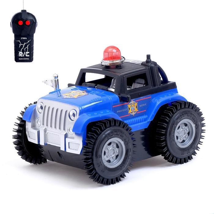 Машина перевёртыш радиоуправляемая «Полиция», работает от батареек, цвет синий - фото 1 - id-p162757850