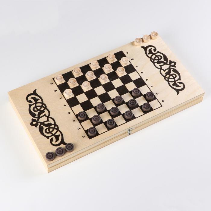 Нарды "Узор" деревянная доска 40 х 40 см, с полем для игры в шашки - фото 3 - id-p162762795