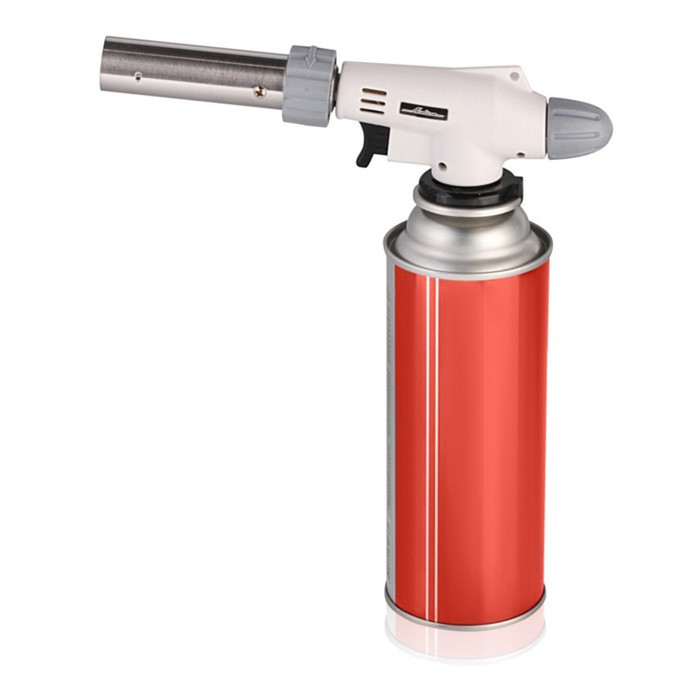 Газовая горелка с пьезоподжигом на цанговый баллон, анти-вспышка, регулятор воздуха, 20*6*4 см 334 - фото 2 - id-p162790201