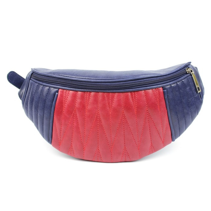Сумка женская поясная, наружный карман, красный/синий - фото 1 - id-p162781209