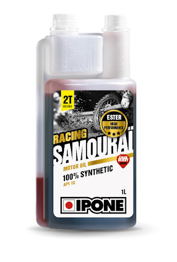 Масло IPONE Samourai Racing КЛУБНИКА моторное 2T, 100% Synthetic with Ester для двухтактных двигателей