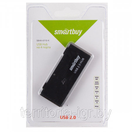 Разветвитель USB Hub 4 порта SBHA-6110-K черный Smartbuy