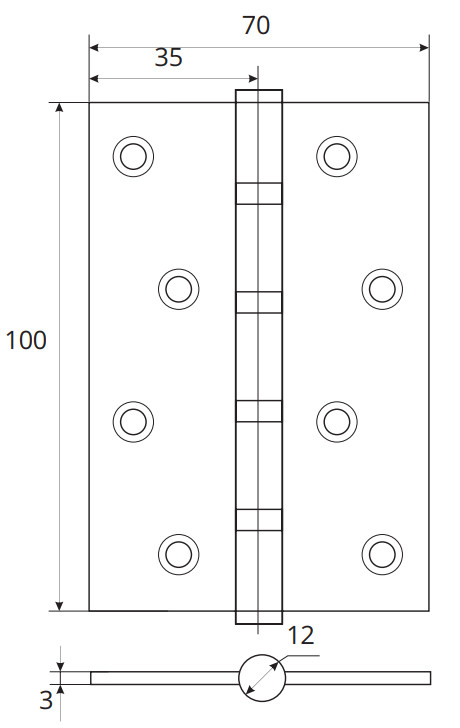 Петля врезная универсальная Apecs 100*70-B4-Steel-AB бронза - фото 2 - id-p162830886