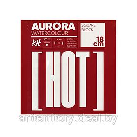Блок (4х-сторонний) RAW Aurora для акварели, горячего прессования, 18х18см, 300 г/м2