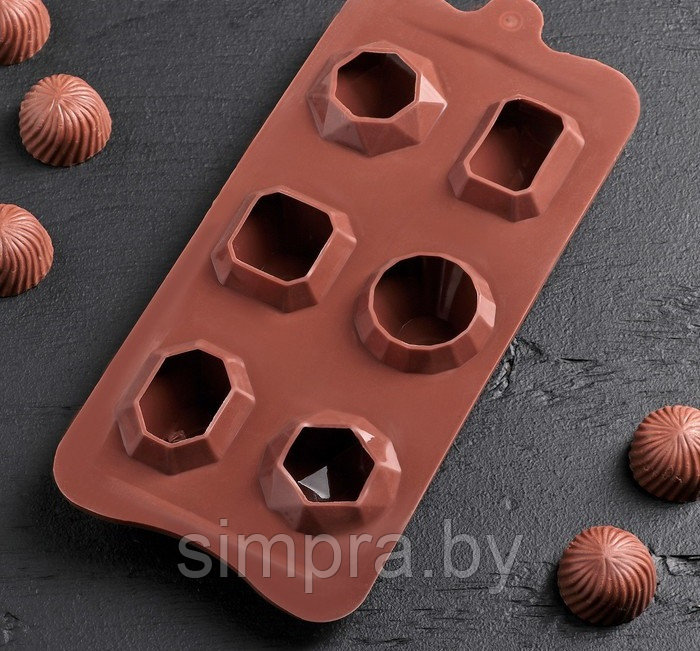 Форма для шоколада "Драгоценные камни" 6 ячеек - фото 1 - id-p162881043