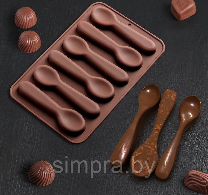 Форма силиконовая для шоколада "Ложка" 6 ячеек - фото 1 - id-p162896992