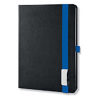 Записная книга LANYBOOK в линейку 14х20,5 см TUCSON черный, синяя резинка, фото 1
