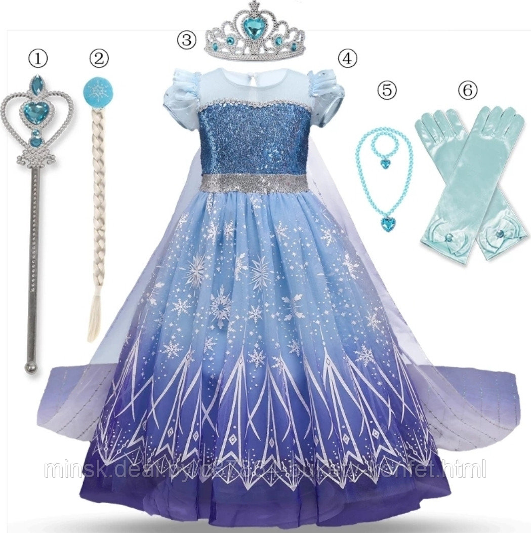 Платье Эльзы/Снежной королевы (19) с аксессуарами