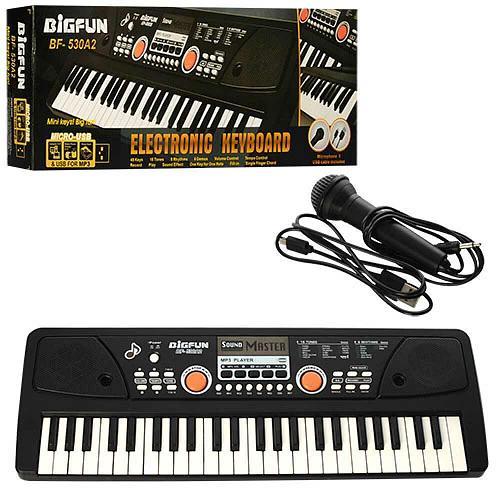 Детский синтезатор-пианино BF-530A2 с USB, микрофоном, караоке, работает от сети и батареек (49 клавиш) - фото 1 - id-p162942709