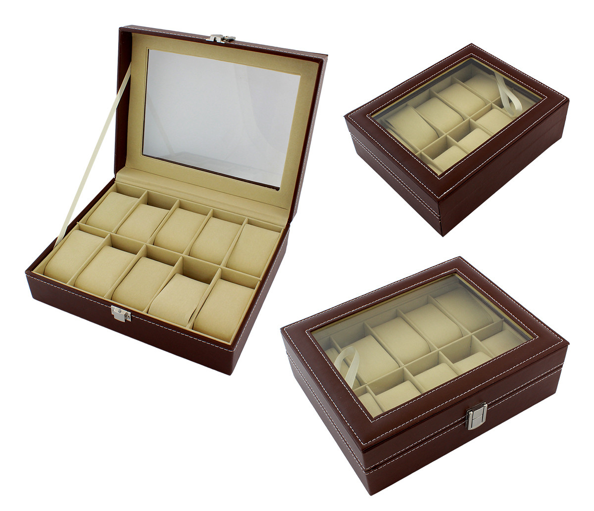 Коробка шкатулка для хранения на 10 часов коричневая SiPL - фото 1 - id-p163025414