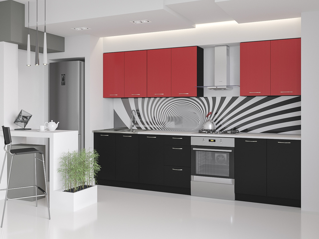 Кухня Оля 2.0 Красный/Черный