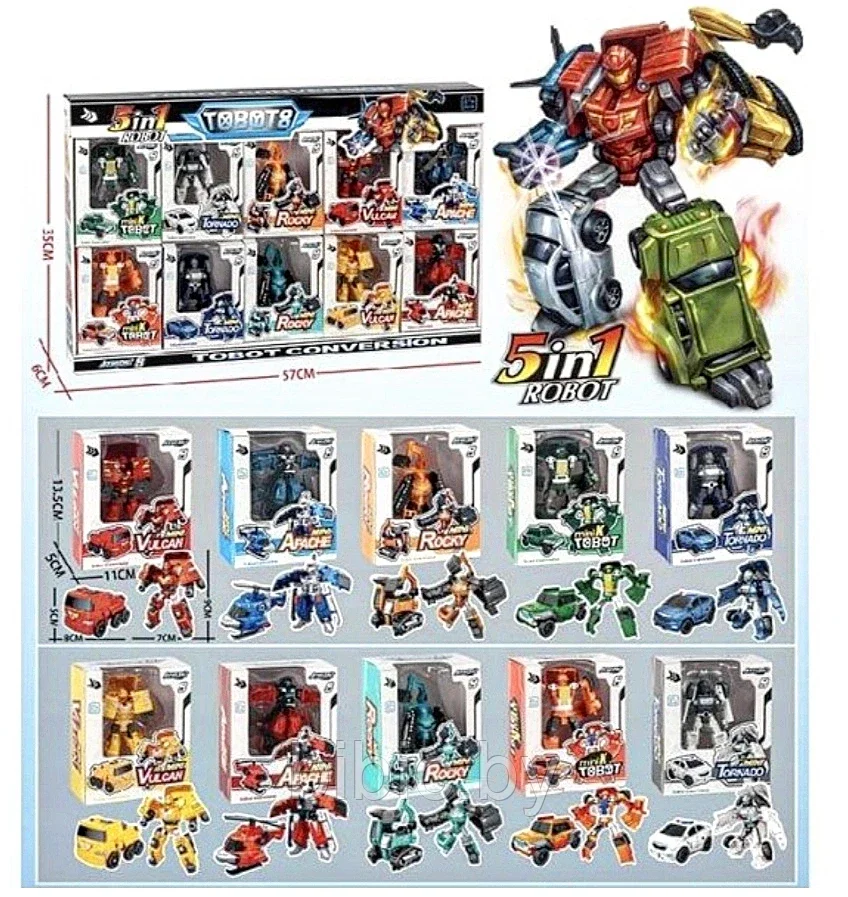 Трансформер TOBOT 5 в 1 тобот робот игрушка, 10 шт в одном наборе ...