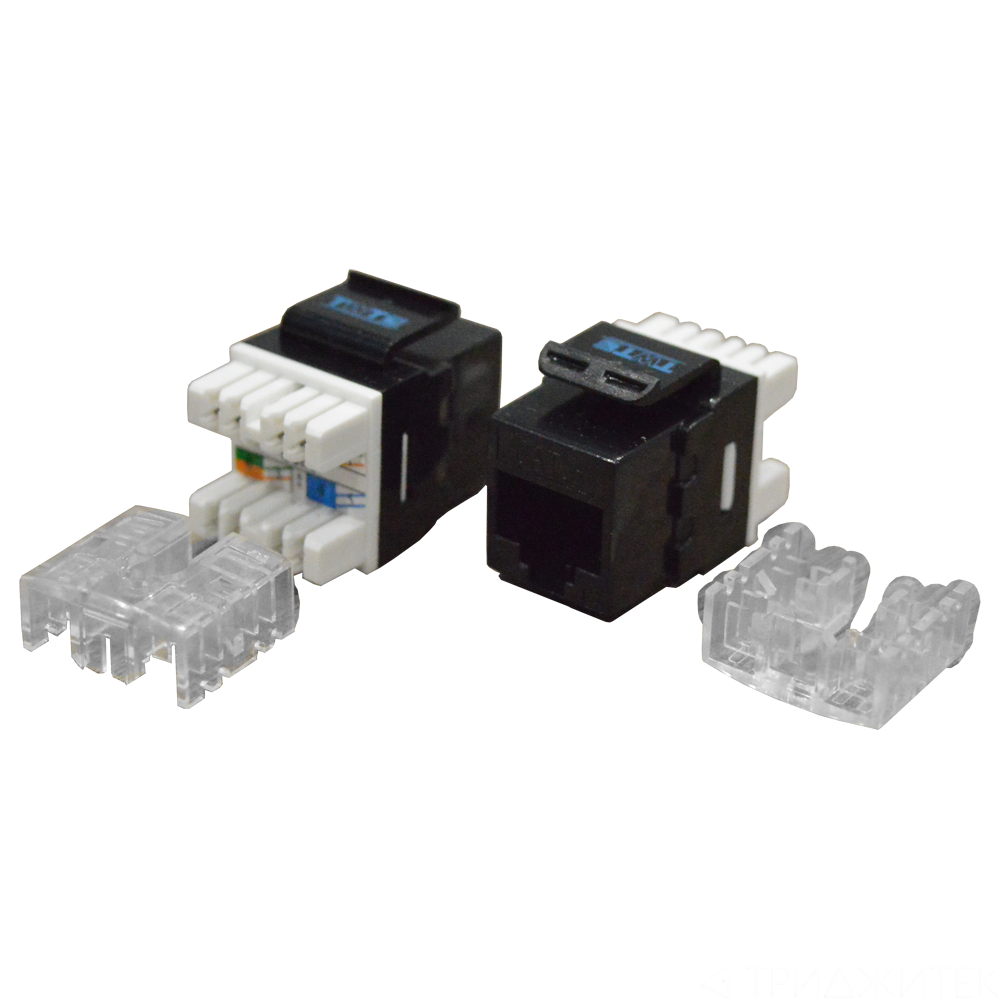 Модуль Keystone RJ45, Cat.6, UTP, 180 градусов, черный с заглушкой в комплекте