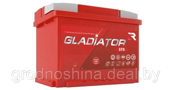 Аккумулятор 60ah GLADIATOR EFB 60Ah/600 (- +) 242x175x190 - фото 1 - id-p163166358