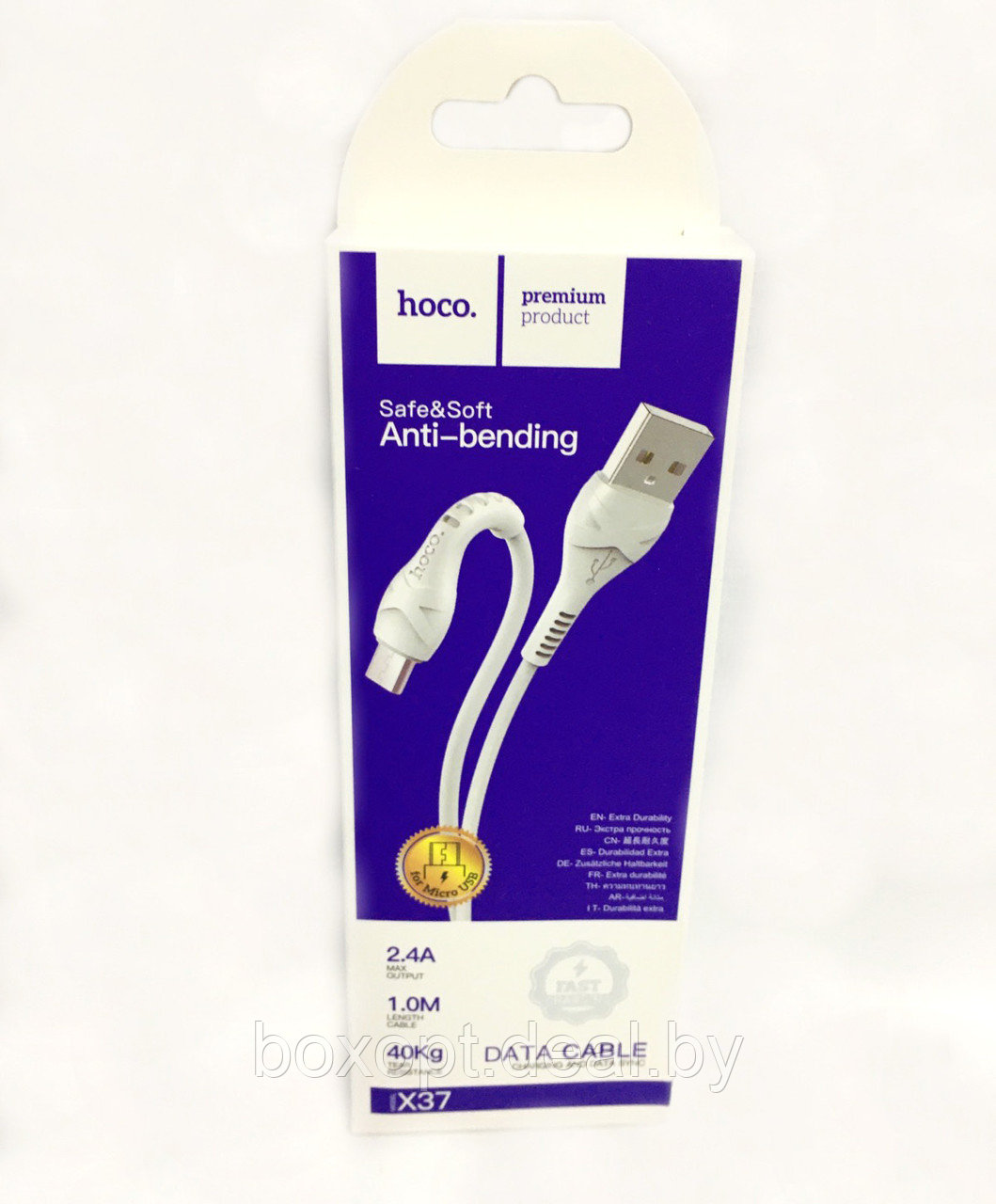 Кабель HOCO X37 USB-micro USB 1метр, 2,4А, белый - фото 1 - id-p163245202