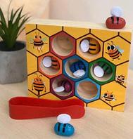 Развивающая игра Ловля Пчёл соты для детей от 1 года арт B9413-2 дерево