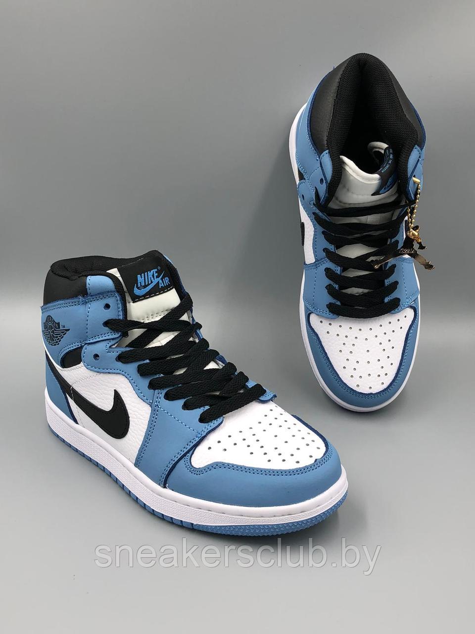 Кроссовки мужские демисезонные Nike Jordan 1 голубые 44 - фото 2 - id-p173350704