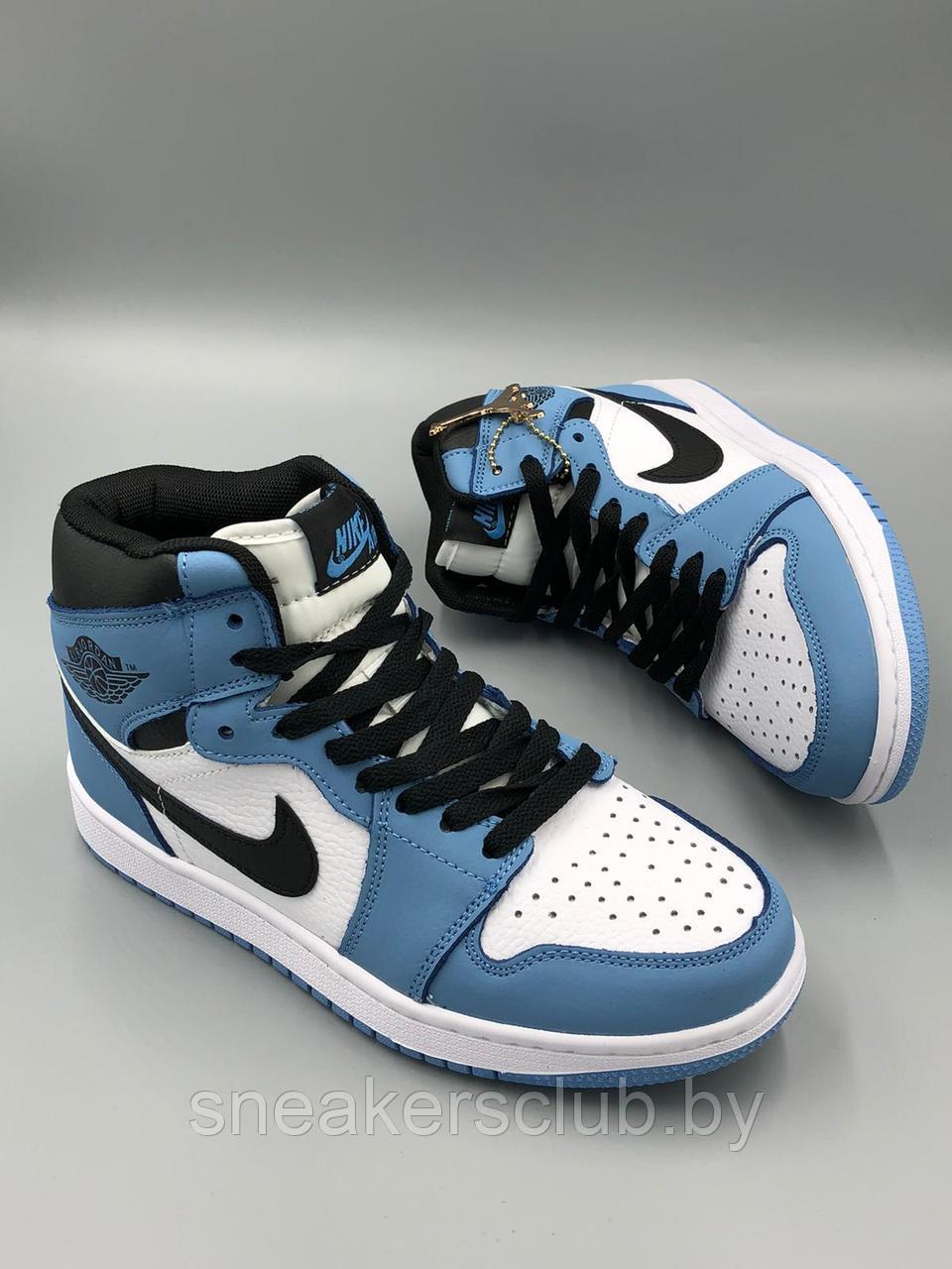 Кроссовки мужские демисезонные Nike Jordan 1 голубые - фото 3 - id-p163258901