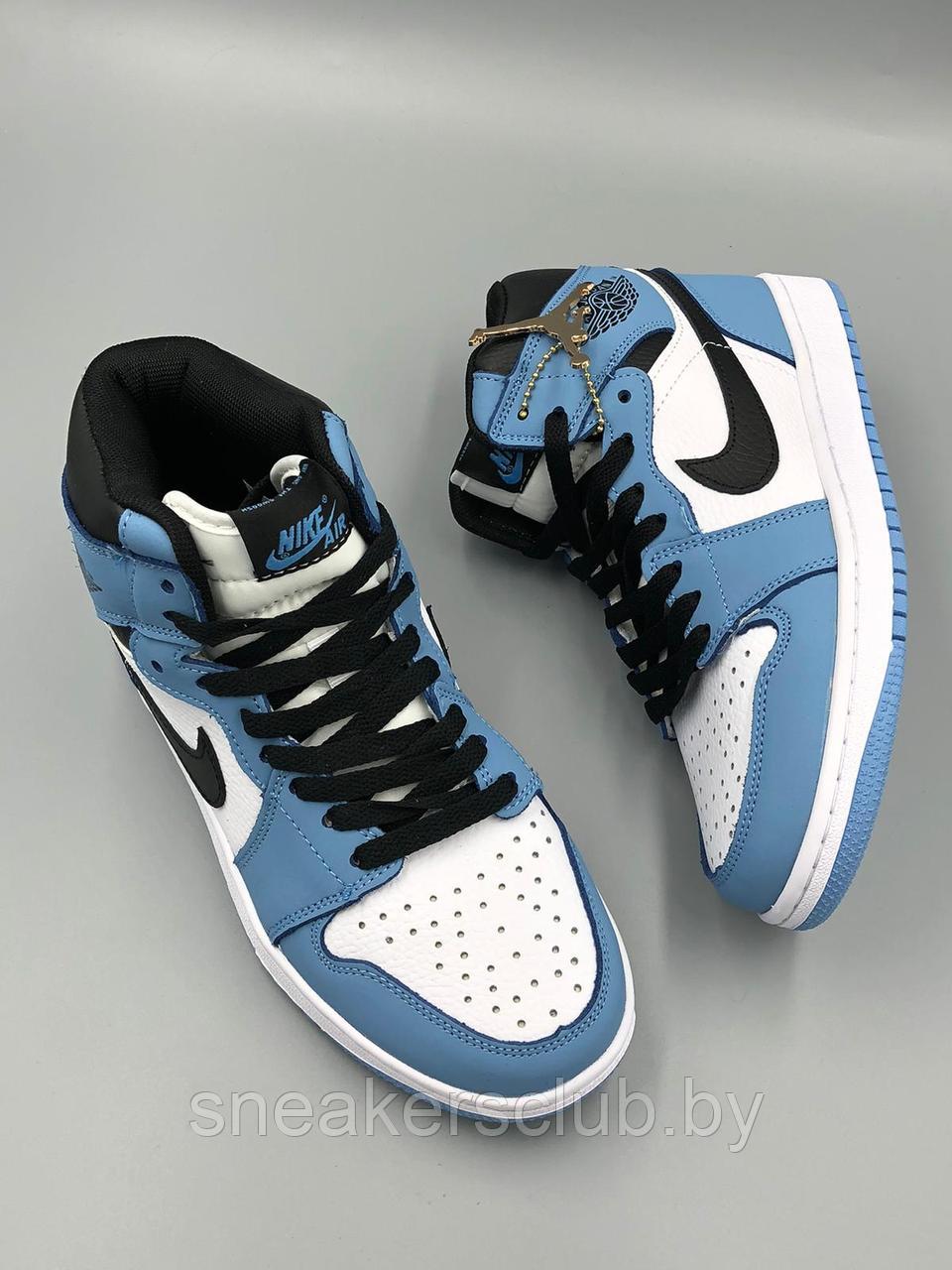 Кроссовки мужские демисезонные Nike Jordan 1 голубые - фото 1 - id-p163258901