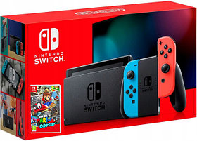 Nintendo Switch 2019 Neon Blue/Red с игрой Super Mario Odyssey