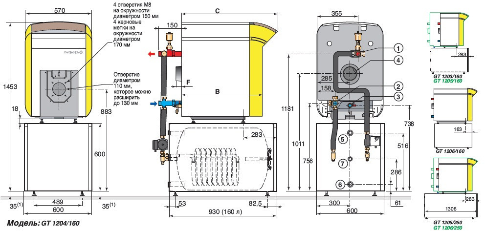 Жидкотопливный/газовый котел для отопления и горячего водоснабжения De Dietrich GT 1204/L 160 - фото 2 - id-p16490889