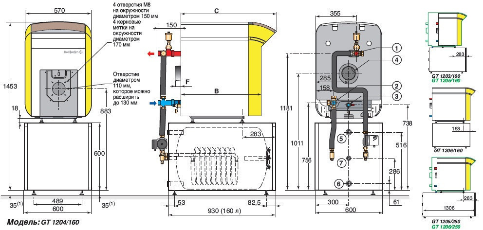 Жидкотопливный/газовый котел для отопления и горячего водоснабжения De Dietrich GT 1206/L 250 - фото 2 - id-p16493465