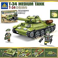 Детский конструктор Танк Т-34 (medium tank T-34)со светом, аналог Лего lego Kazi 82043