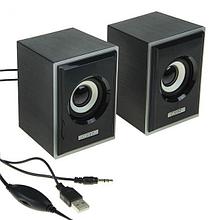 Акустическая система 2.0 CBR CMS 408 Black-Silver, 3 Вт, 2 колонки, USB, черно-серая