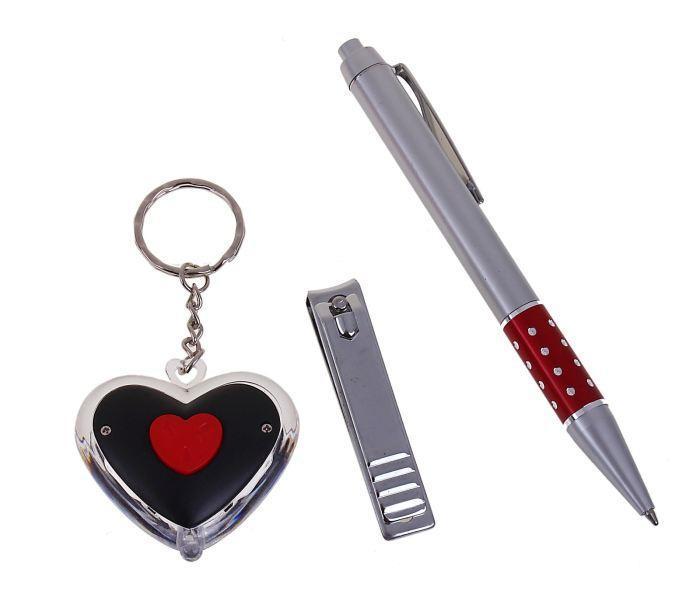 Подарочный набор, 3 предмета в коробке: ручка, брелок-фонарик, кусачки - фото 2 - id-p163312810