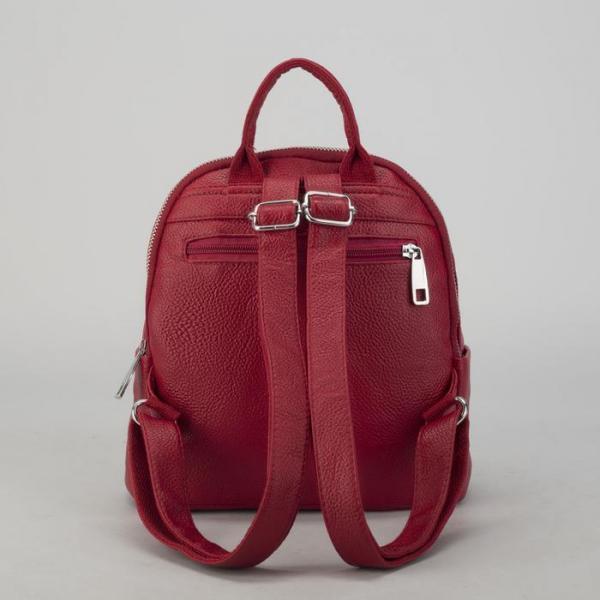 Рюкзак молодёжный, 2 отдела на молниях, 4 наружных кармана, цвет красный - фото 3 - id-p163312972
