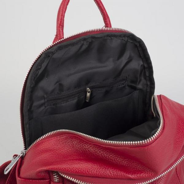 Рюкзак молодёжный, 2 отдела на молниях, 4 наружных кармана, цвет красный - фото 5 - id-p163312972