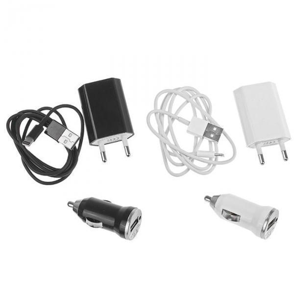 Комплект зарядки Mini Charger 2 in 1, с USB кабелем для i5, 220/12V, микс - фото 1 - id-p163313073