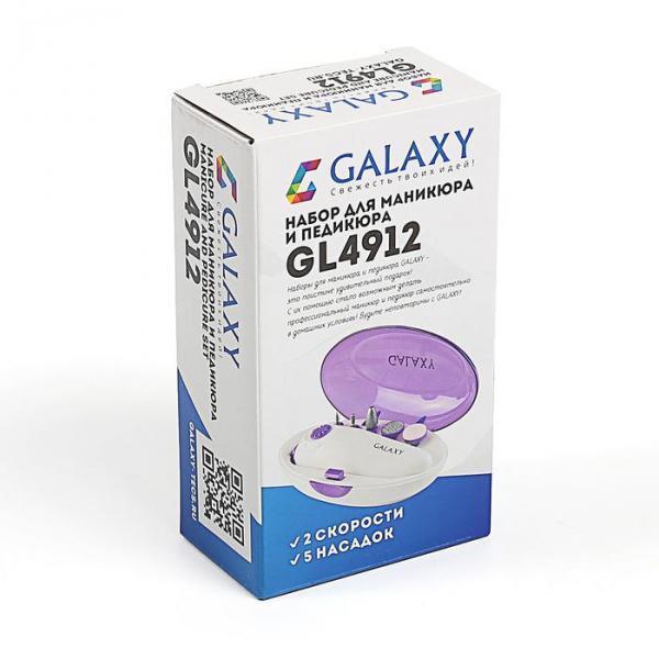 Маникюрный набор Galaxy GL 4912, 5 насадок, 2 скорости, бело-фиолетовый - фото 7 - id-p163313080